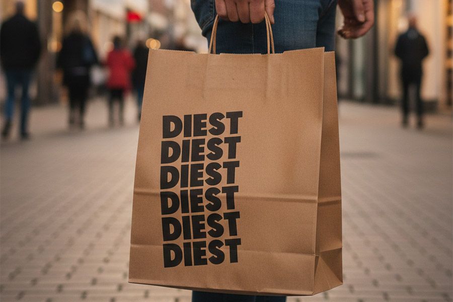 kraft draagtas met zwarte bedrukking voor stad Diest
